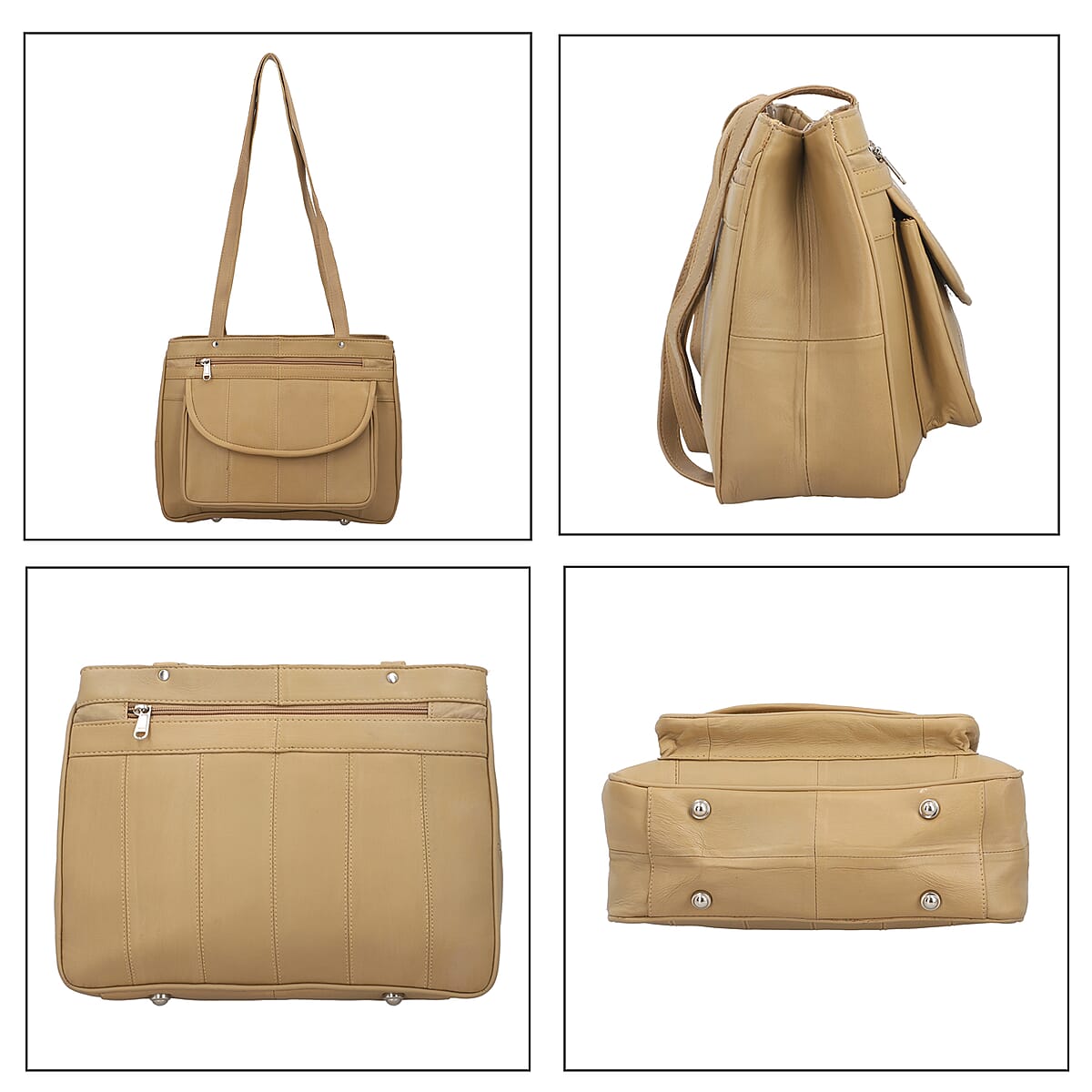 Tan Genuine Leather Shoulder Bag with RFID Protection Front Pocket , Shoulder Bag for Women , Designer Leather Shoulder Bags , Leather Handbags , Leather Purse image number 5