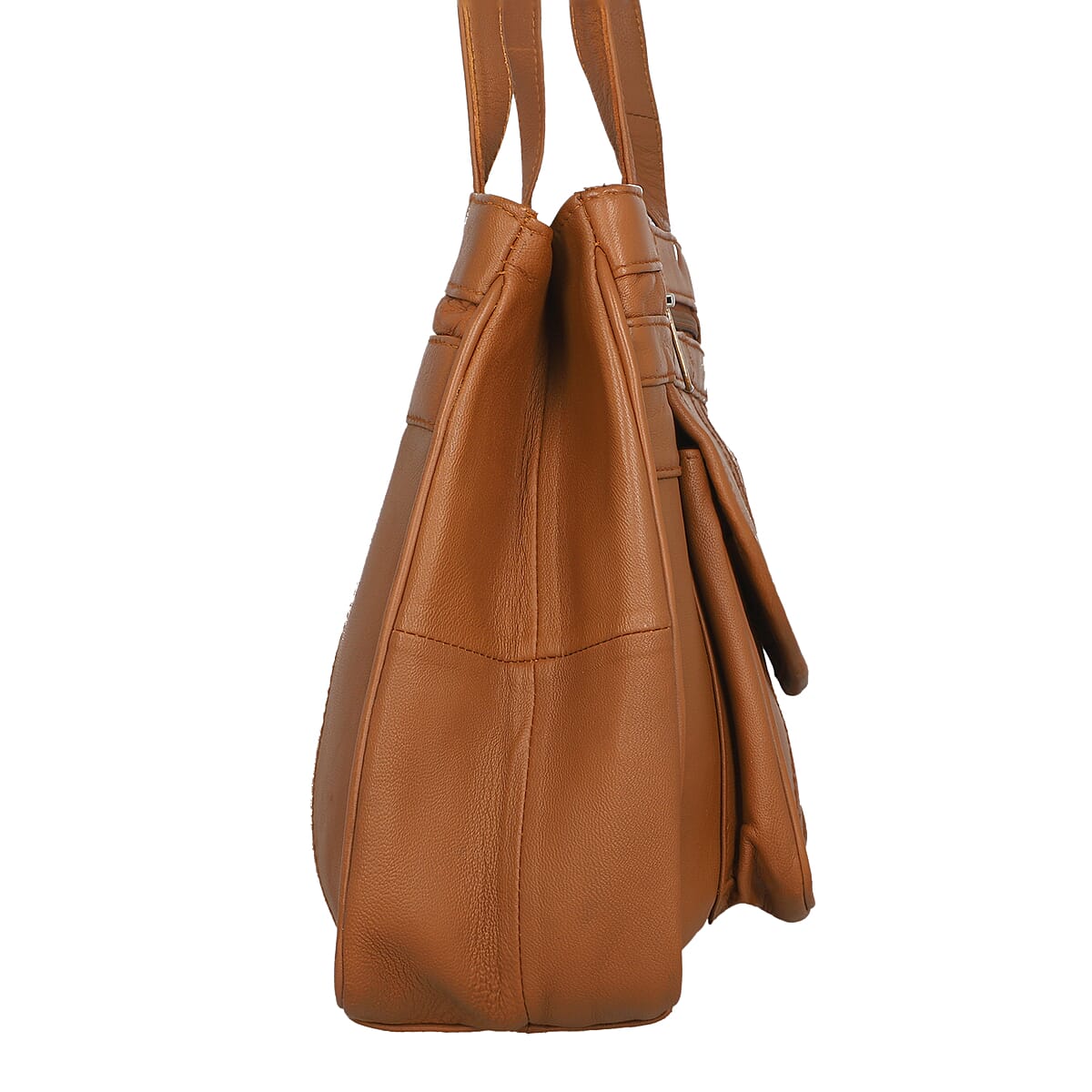 Mustard Genuine Leather Shoulder Bag with RFID Protection Front Pocket | Shoulder Bag for Women | Designer Leather Shoulder Bags | Leather Handbags | Leather Purse image number 3