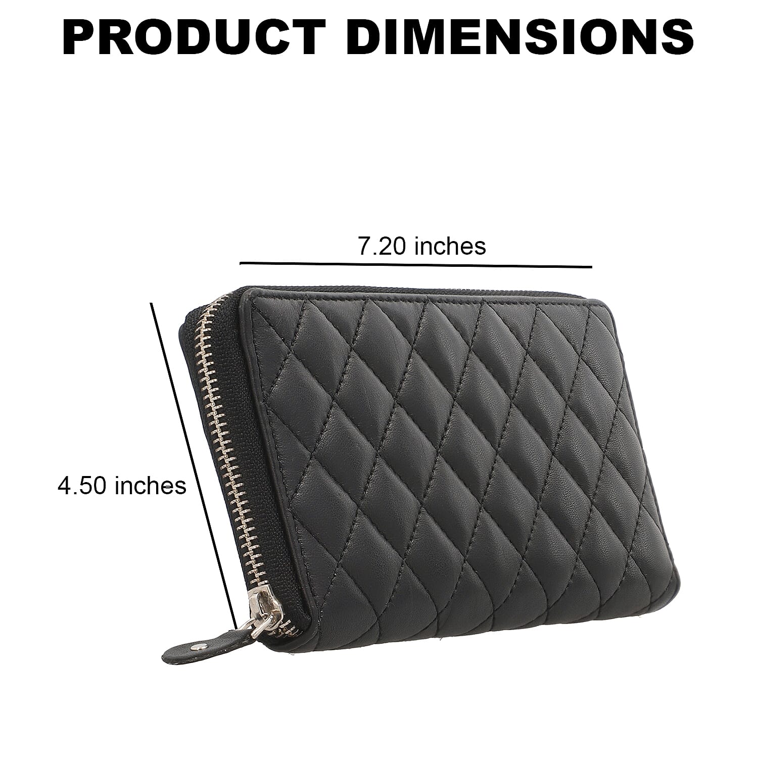 Designer Inspired RFID Genuine Leather Quilted Zip Around Clutch Wallet  Black
