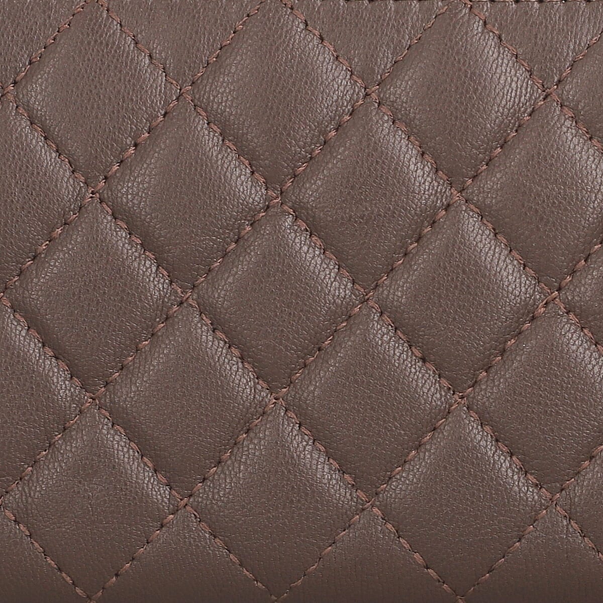 Designer Inspired RFID Genuine Leather Quilted Zip Around Clutch Wallet (7.2"x4.5") Black image number 6