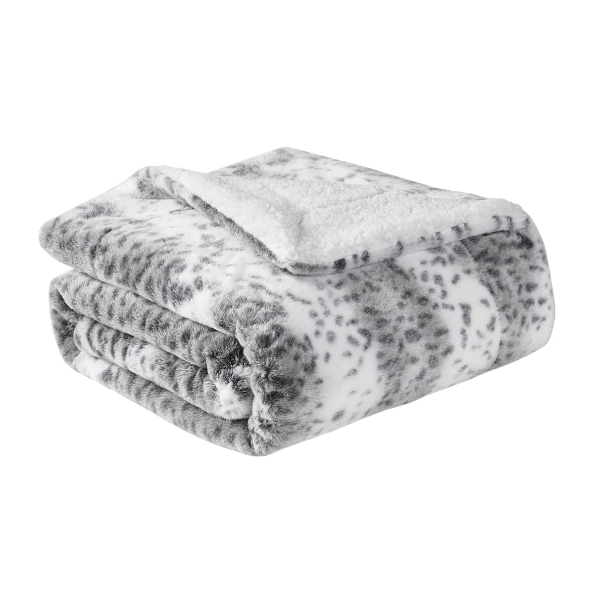 VCNY HOME Faux Fur Gray Snow Leopard Throw image number 0