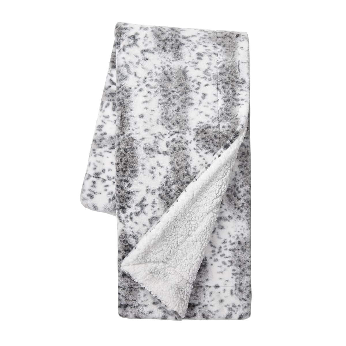 VCNY HOME Faux Fur Gray Snow Leopard Throw image number 1