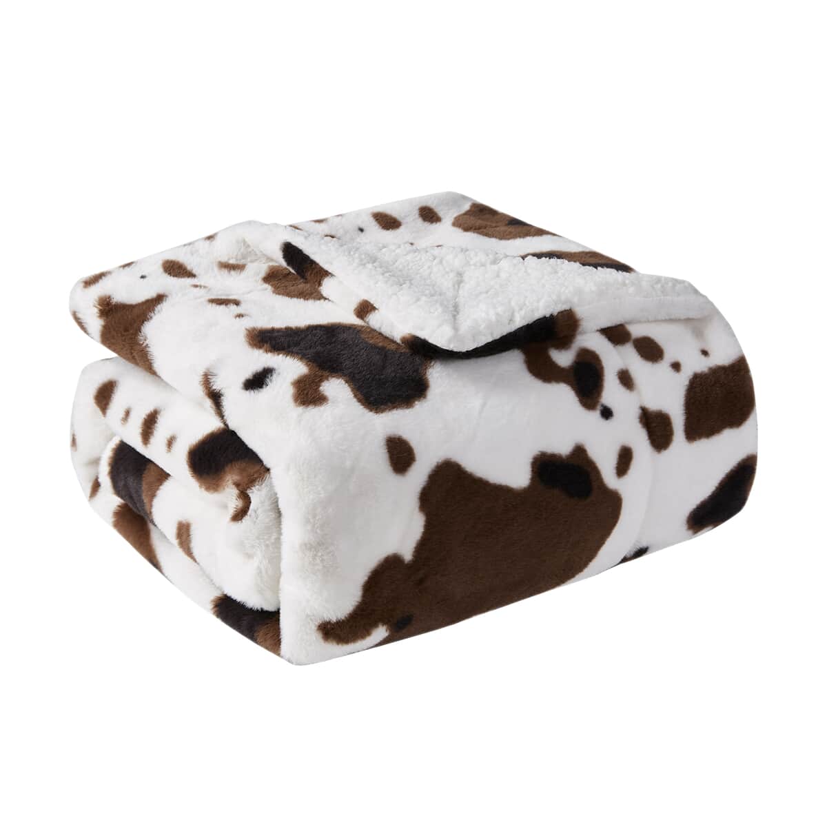 Vcny Home Machine Washable Ultra Soft Faux Fur Brown CowThrow image number 0