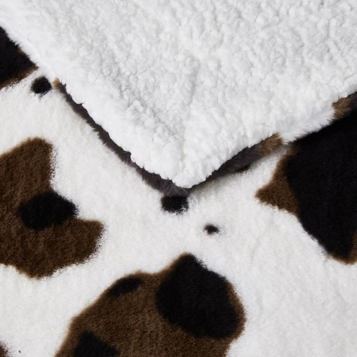 Vcny Home Machine Washable Ultra Soft Faux Fur Brown CowThrow image number 2