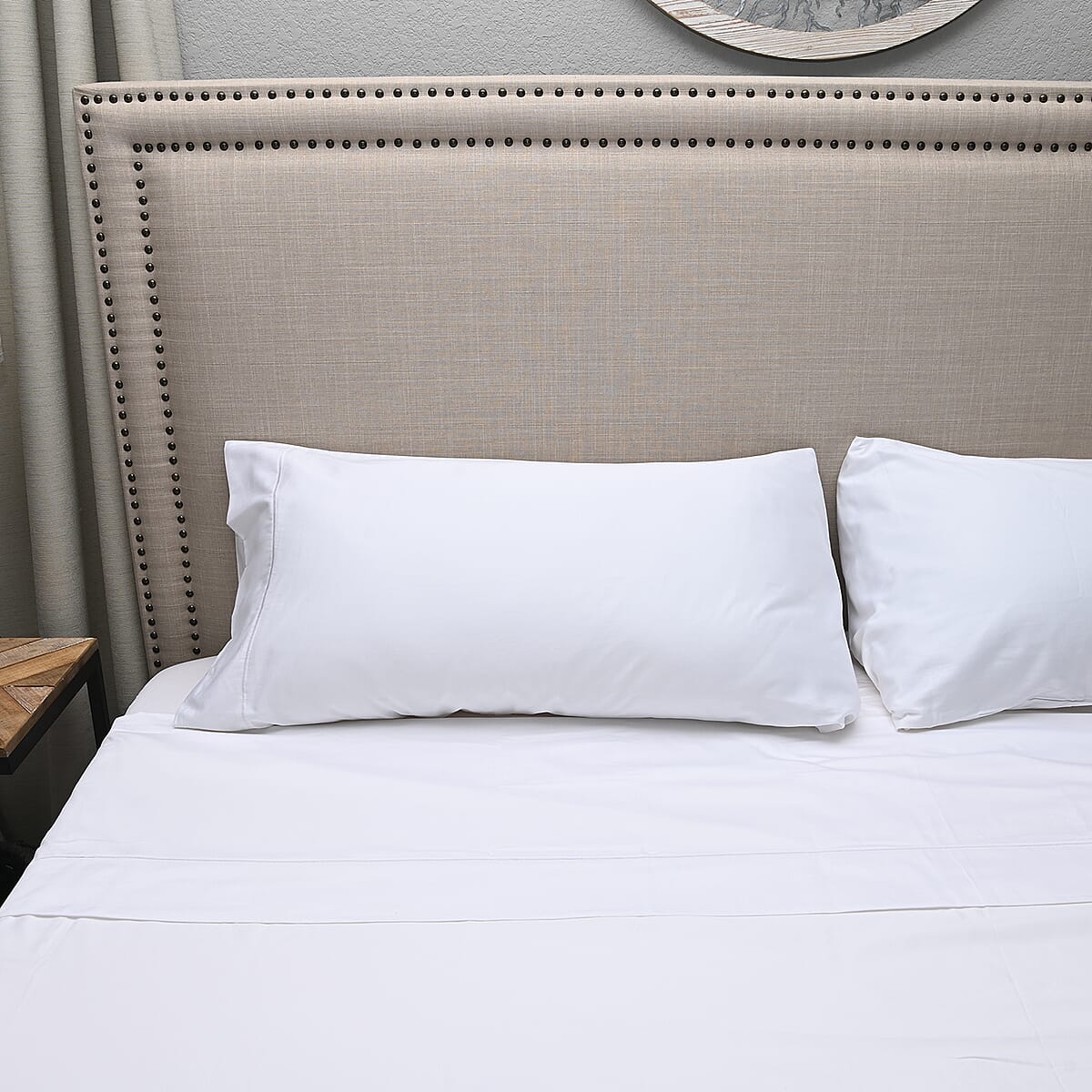 Closeout - One Park Linens White 400TC Cotton Sheet Set -California King image number 1