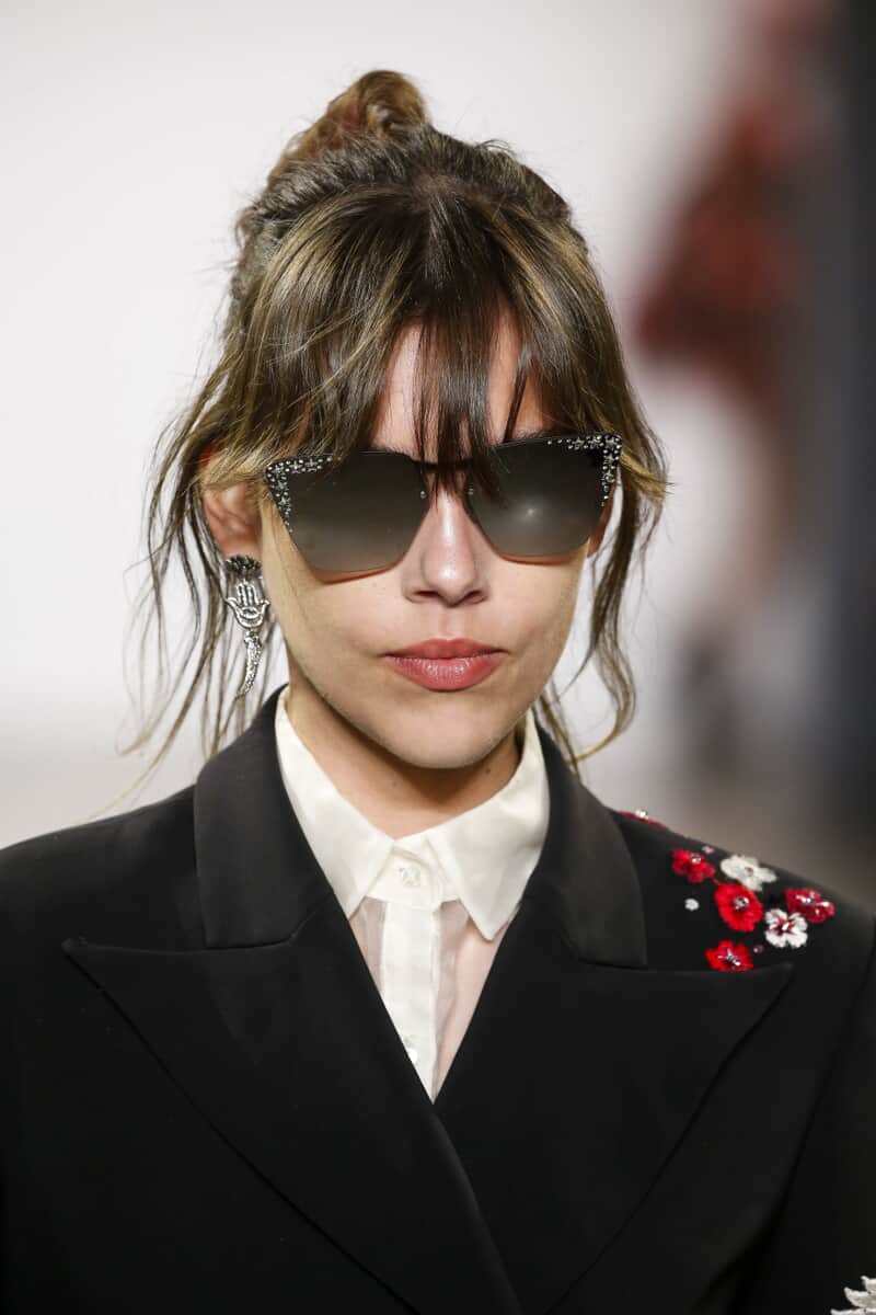 Nicole Miller Matte Black Rouen Crystal Embellished Runway Sunglasses image number 4