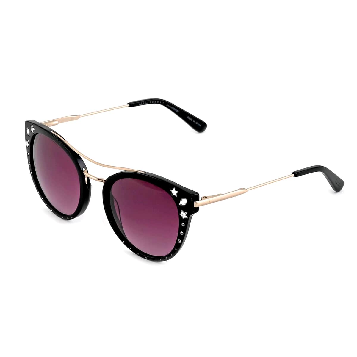 Nicole Miller Black and Gold Strasbourg Crystal Embellished Runway Sunglasses image number 1