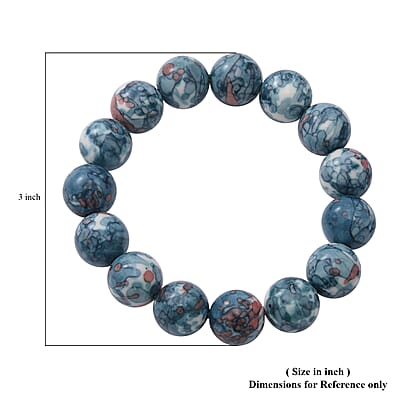 Blue Agate 12mm Beaded Stretch Bracelet 150.00 ctw