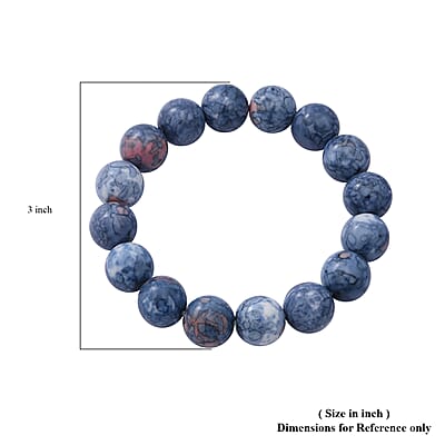 Blue Rain Jasper 12mm Beaded Stretch Bracelet 160.00 ctw