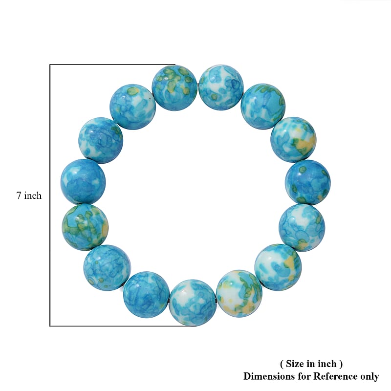 Turquoise Blue Impression Jasper (D) Beaded Stretch Bracelet 150.00 ctw
