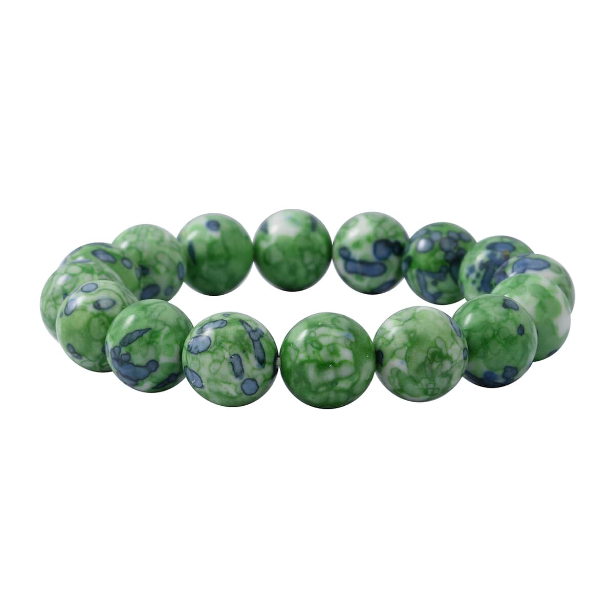 Green Dragon Agate 12mm Beaded Stretch Bracelet 150.00 ctw image number 0