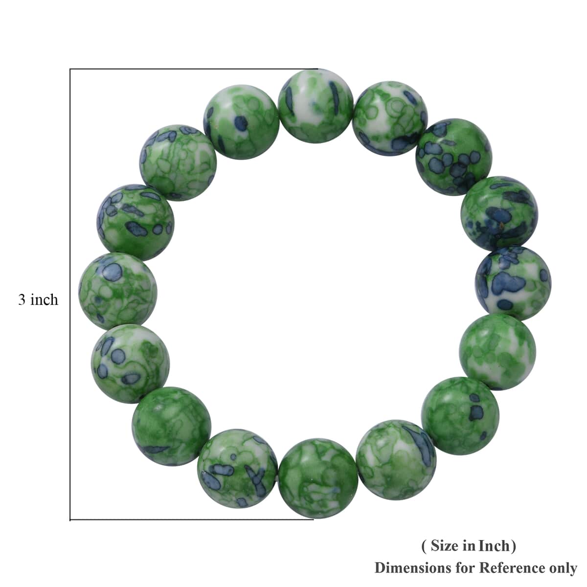 Green Dragon Agate 12mm Beaded Stretch Bracelet 150.00 ctw image number 2