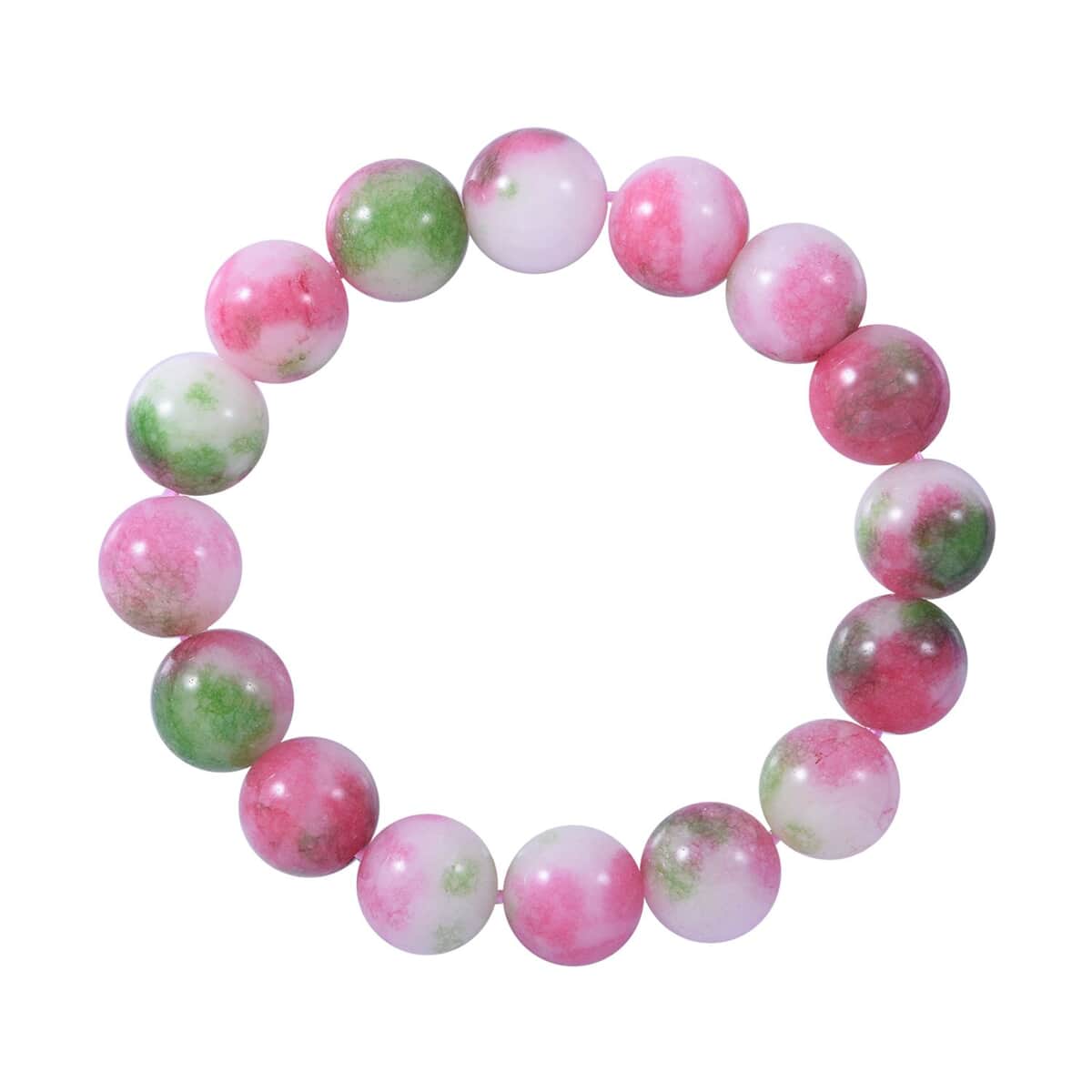 Watermelon Agate 12mm Beaded Stretch Bracelet 150.00 ctw image number 0