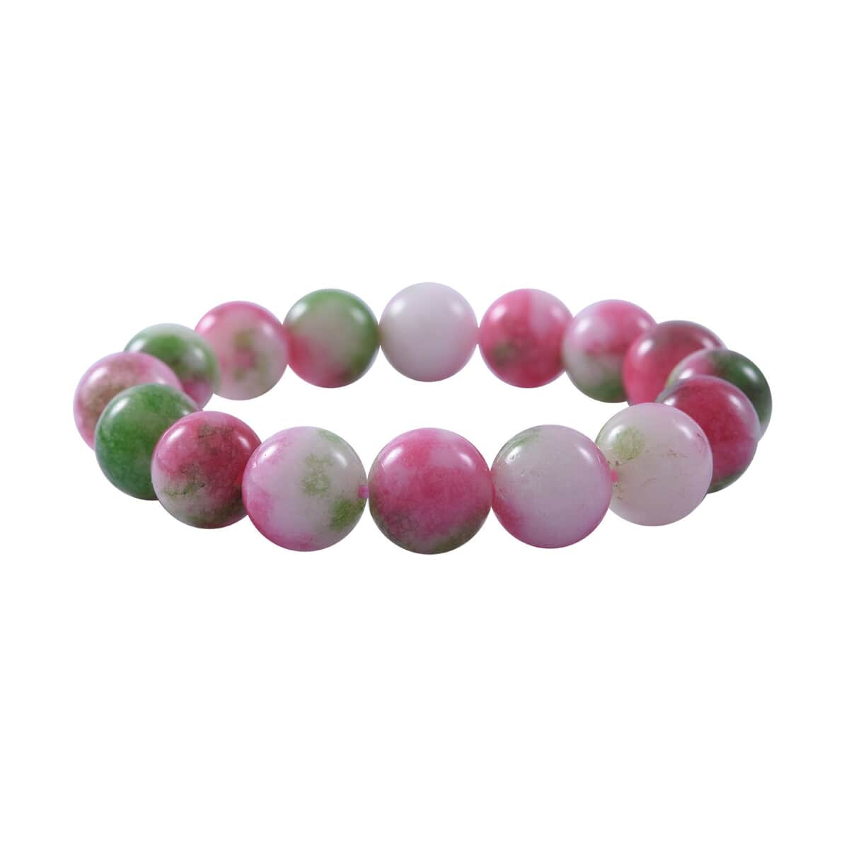 Watermelon Agate 12mm Beaded Stretch Bracelet 150.00 ctw image number 1