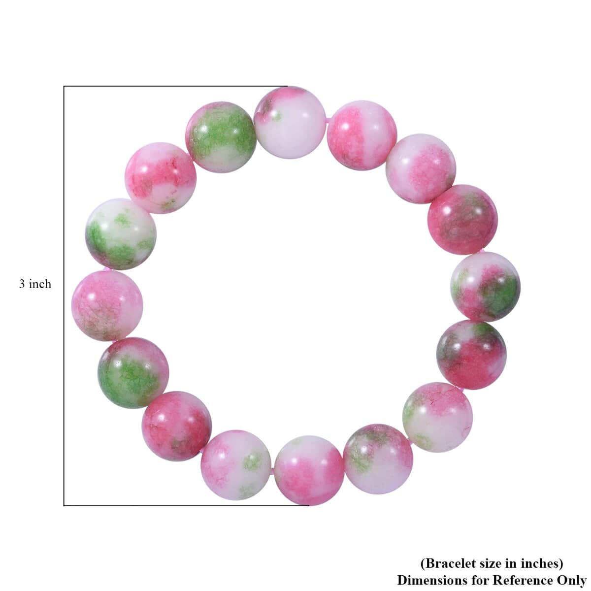 Watermelon Agate 12mm Beaded Stretch Bracelet 150.00 ctw image number 2