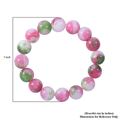 Watermelon Agate 12mm Beaded Stretch Bracelet 150.00 ctw
