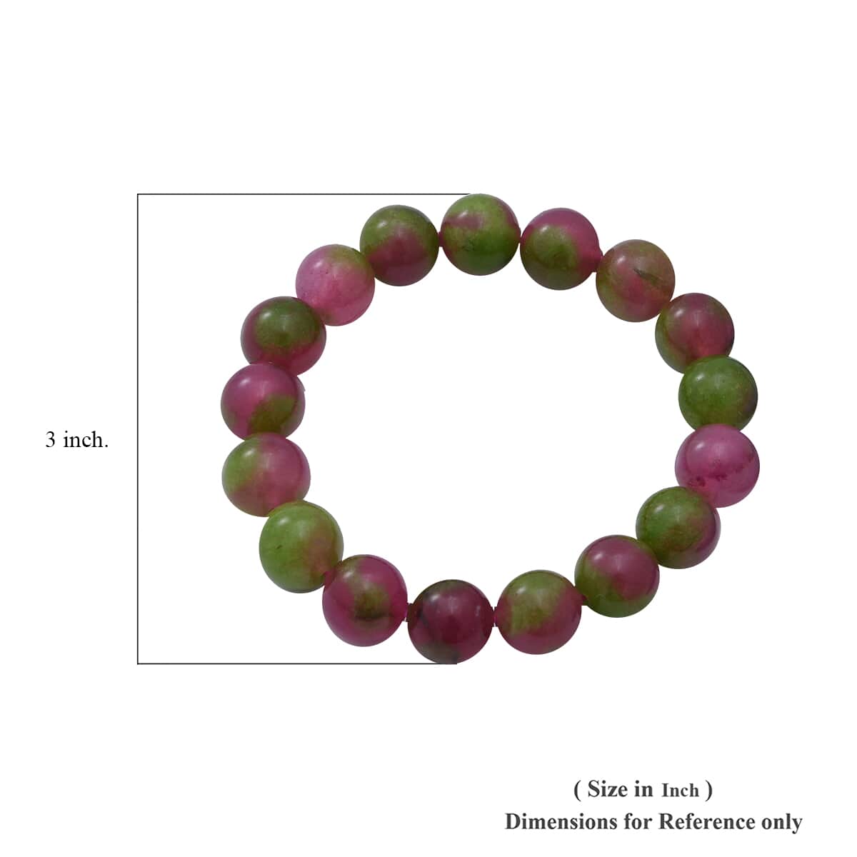 Watermelon Agate 12mm Beaded Stretch Bracelet 150.00 ctw image number 3