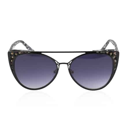 Nicole Miller Black and Black Marble Normandy Crystal Embellished Runway Sunglasses image number 0