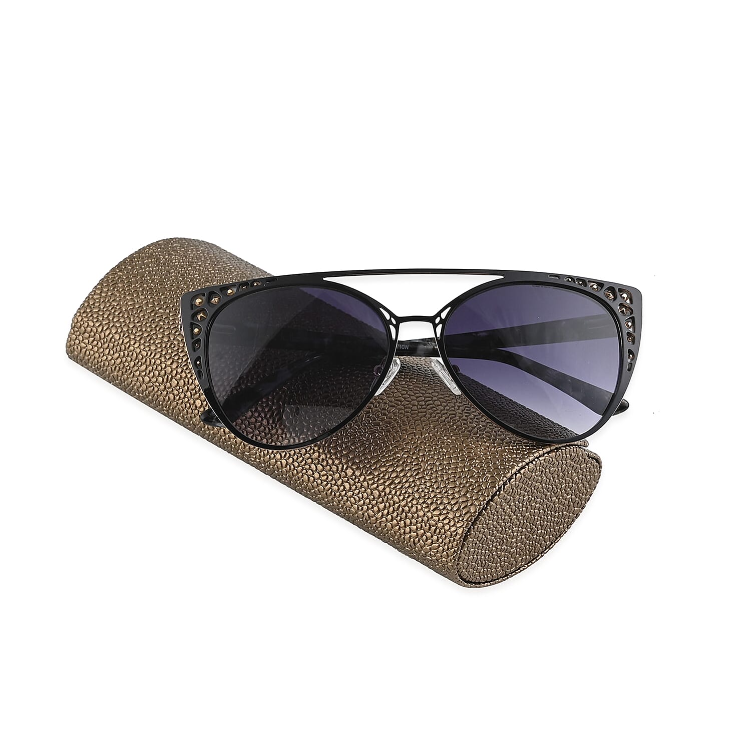 Nicole Miller Black and Black Marble Normandy Crystal Embellished Runway Sunglasses