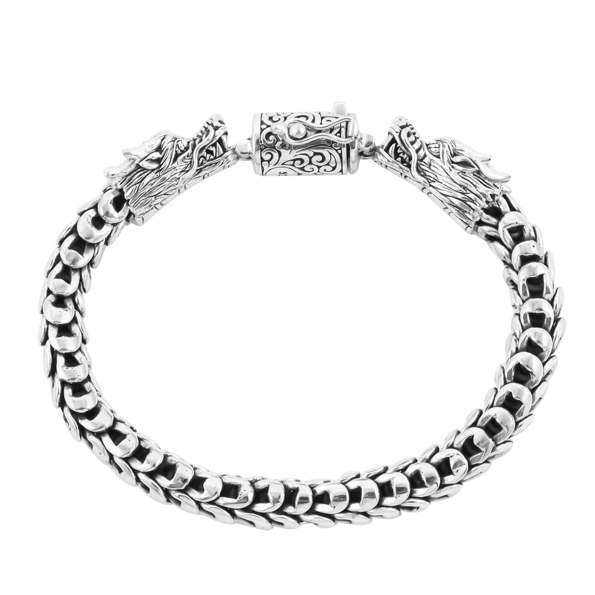 BALI LEGACY Sterling Silver Double Dragon Head Bracelet (7.00 In) 34.40 Grams image number 3