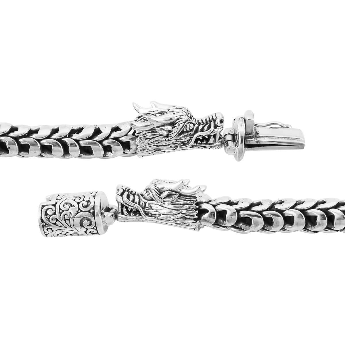 BALI LEGACY Sterling Silver Double Dragon Head Bracelet (7.00 In) 34.40 Grams image number 4