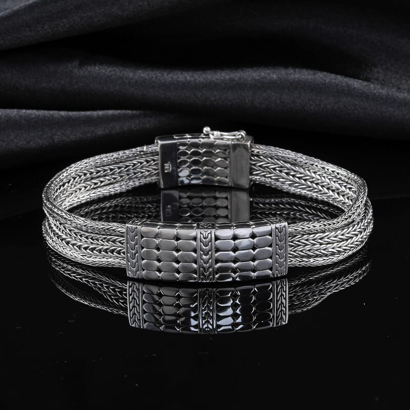 Bali Legacy Sterling Silver Multi Row Bracelet (7.00 In) 40 Grams