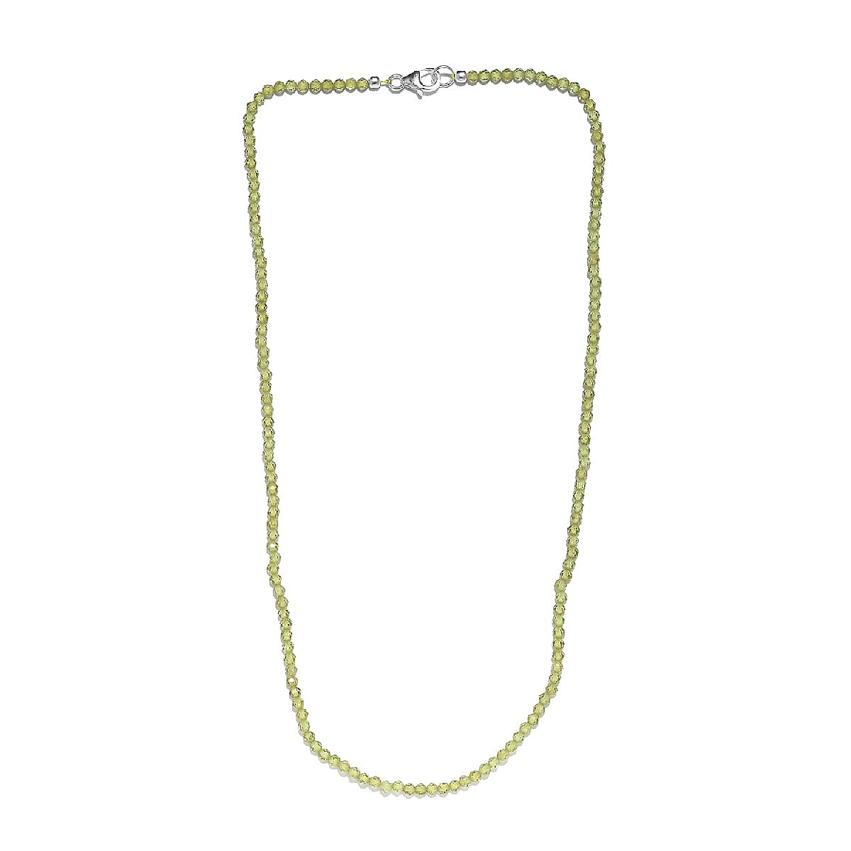 Peridot Beaded Necklace 18 Inches in Sterling Silver 27.00 ctw