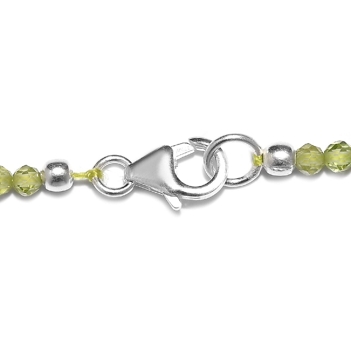 Peridot Beaded Necklace 18 Inches in Sterling Silver 27.00 ctw