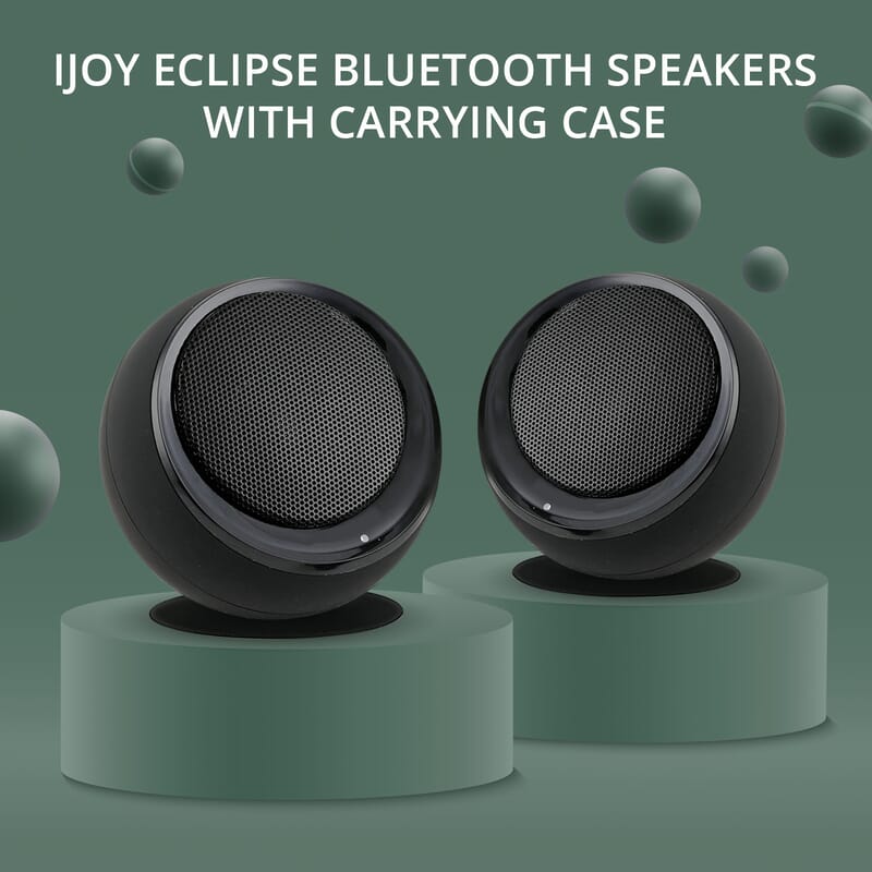iJoy ECLIPSE Black Pairing Bluetooth Speakers with Carrying Case