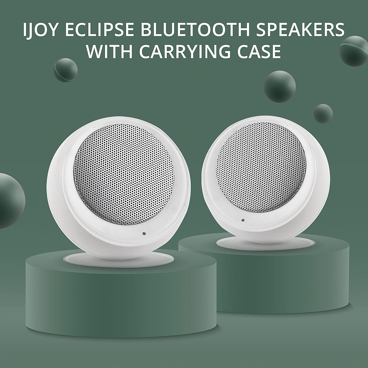 iJoy ECLIPSE White Pairing Bluetooth Speakers with Carrying Case image number 1