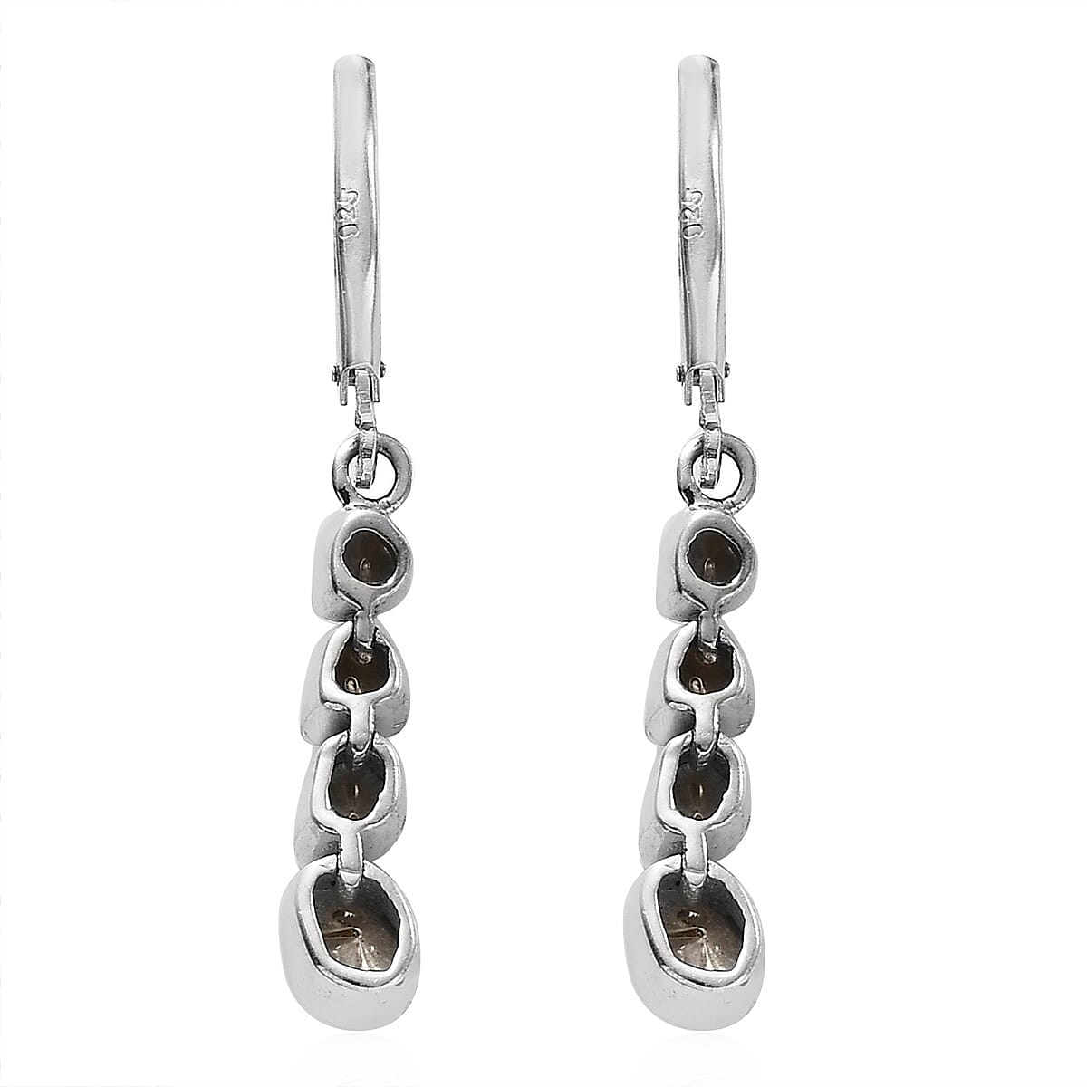 Artisan Crafted Blue Polki Diamond Lever Back Earrings in Platinum Over Sterling Silver 0.50 ctw