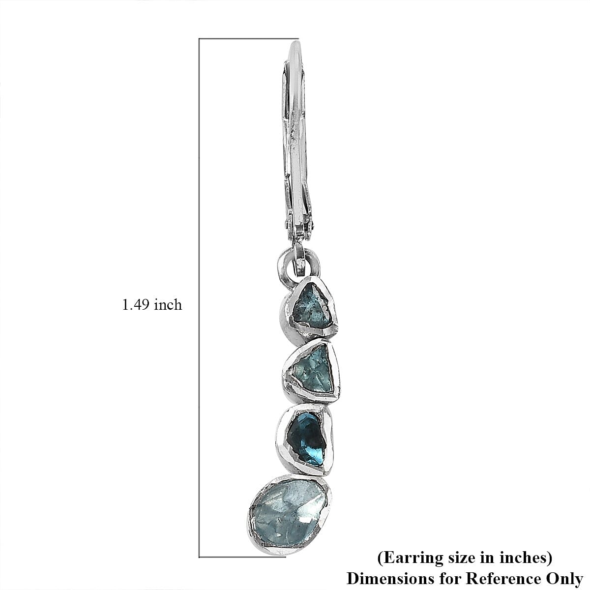 Artisan Crafted Blue Polki Diamond Lever Back Earrings in Platinum Over Sterling Silver 0.50 ctw