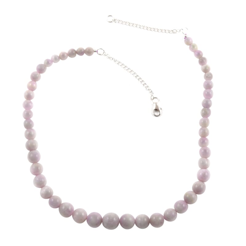 RARE FIND Kunzite Beaded Necklace 15-20 Inches in Stainless Steel 229.60 ctw