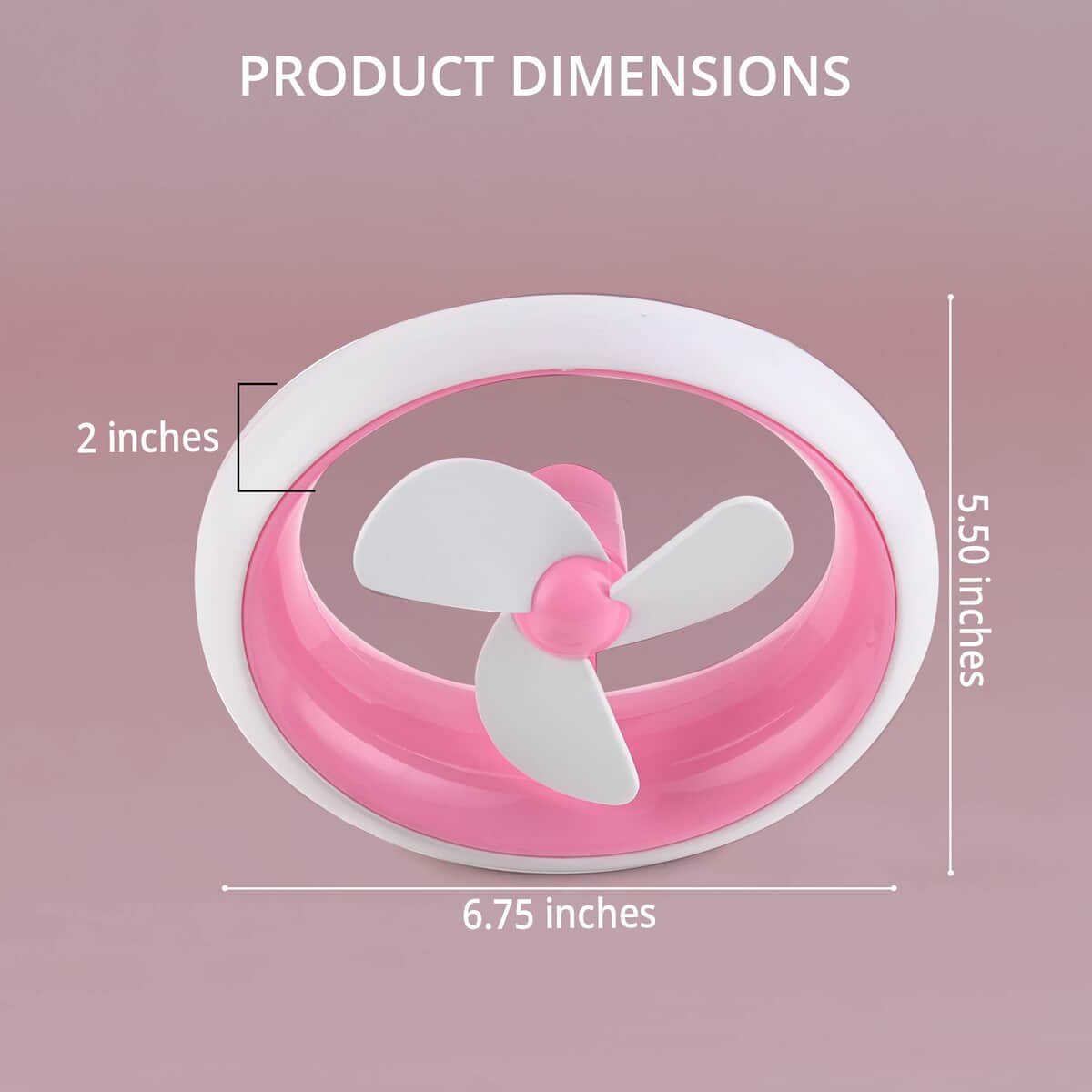 Pink USB Personal Desk Fan (2xAA Battery Not Included) image number 3