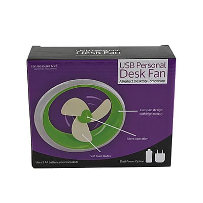 Pink USB Personal Desk Fan (2xAA Battery Not Included)