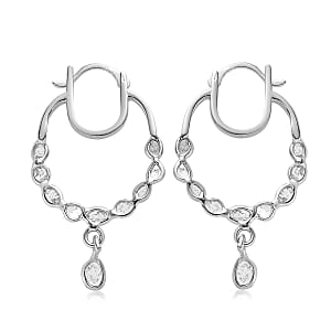 Polki Diamond Inside Out Hoop Earrings in Platinum Over Sterling Silver 1.00 ctw