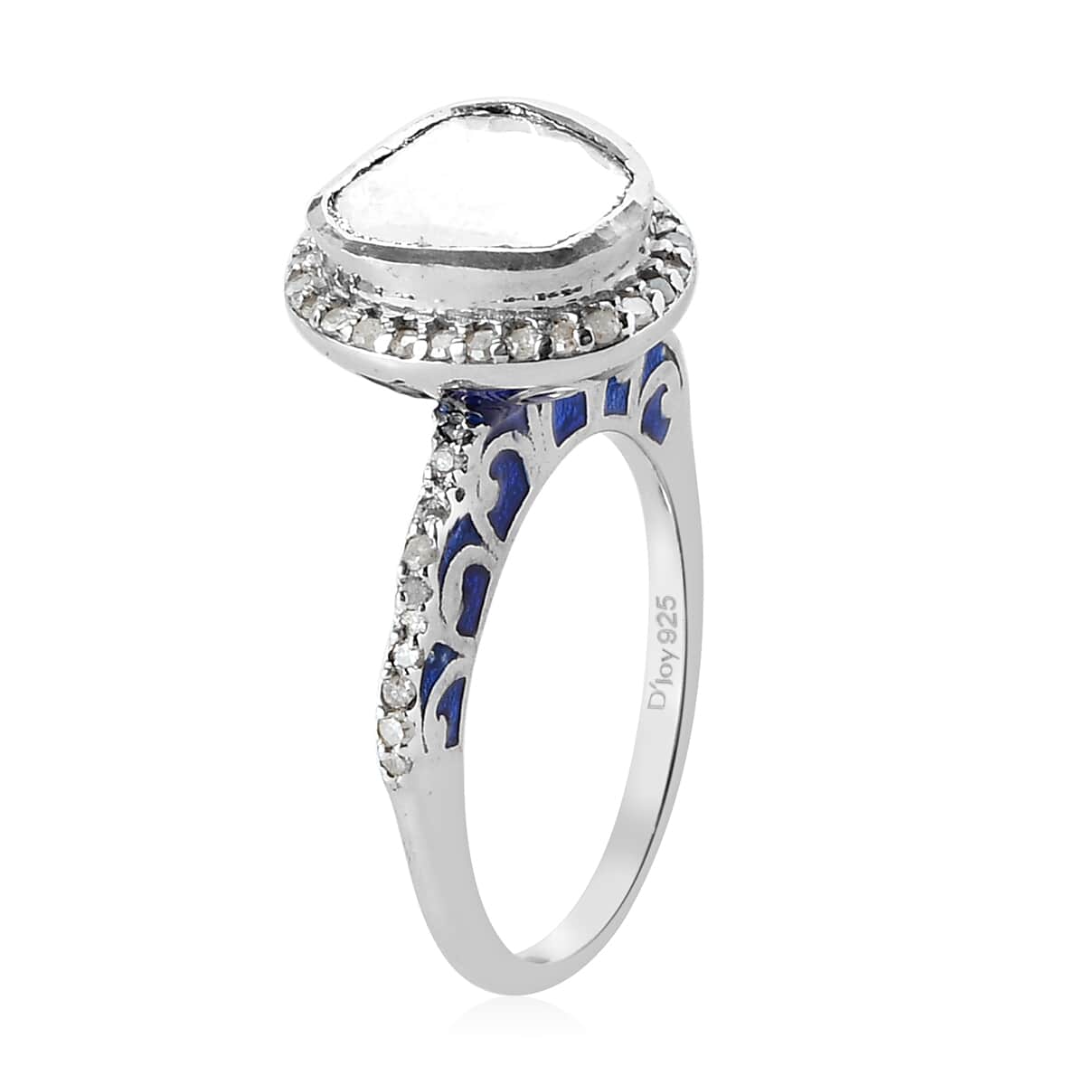 Polki Diamond Solitaire Ring in Platinum Over Sterling Silver (Size 6.0) 0.75 ctw image number 3