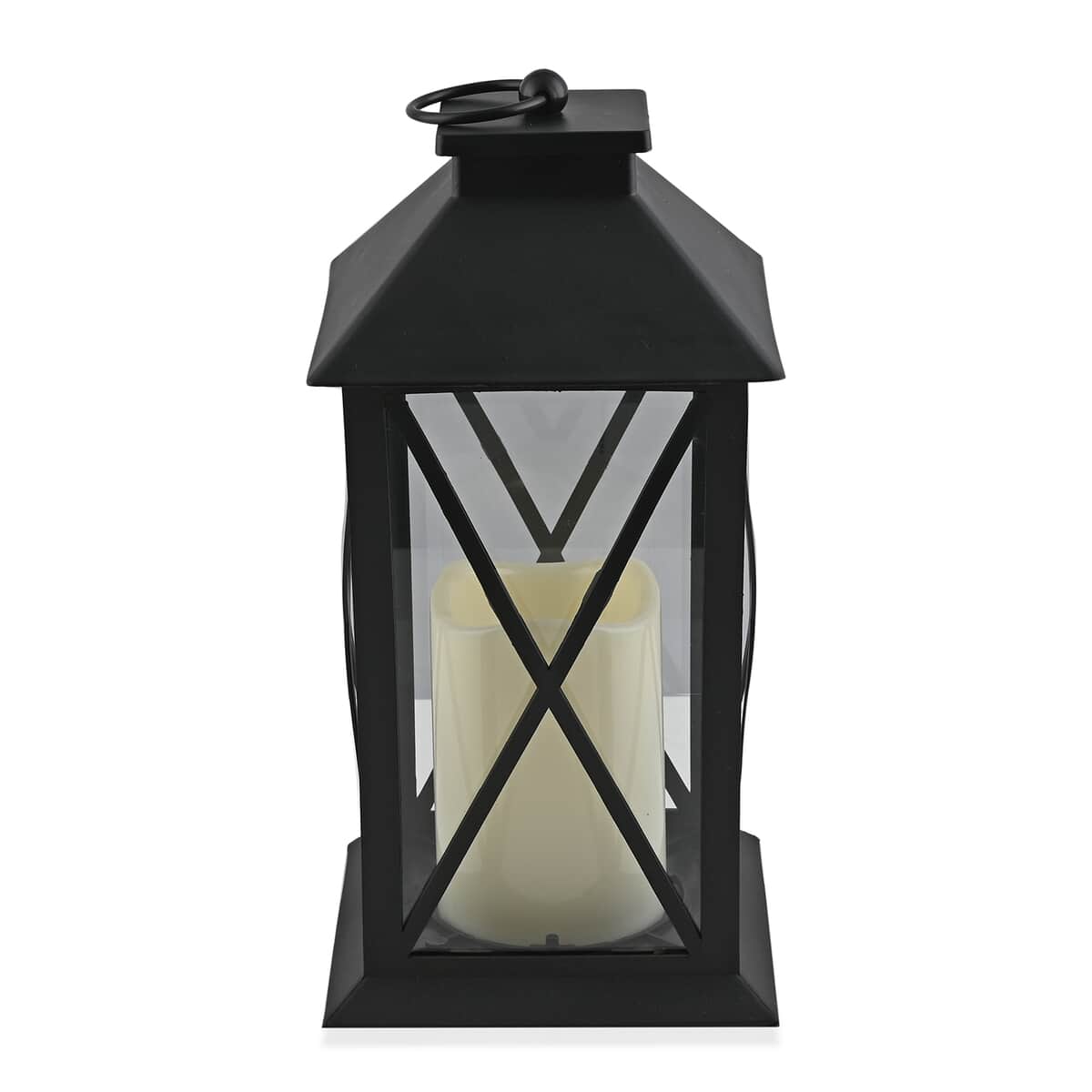 Black Decorative Lantern with LED Pillar Candle (3xAAA Batteries Not Included) image number 0