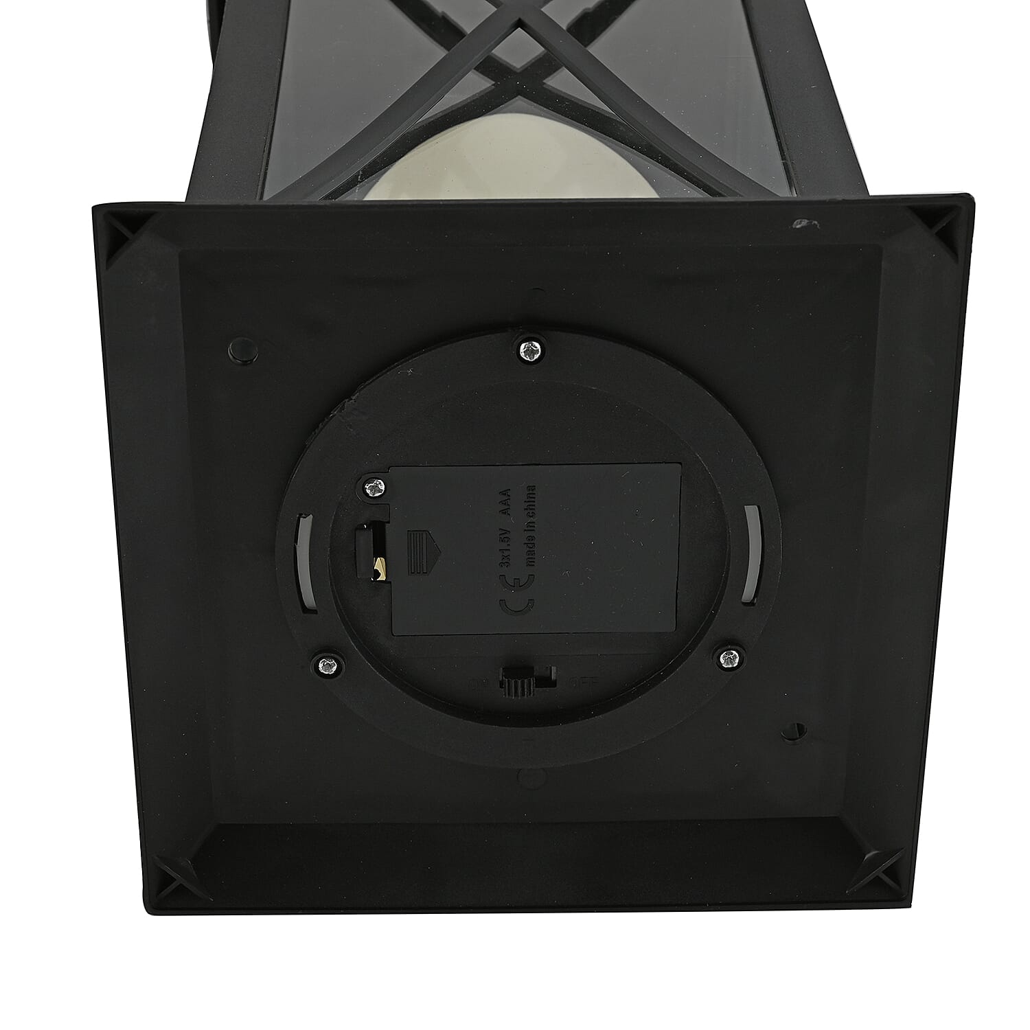 Black Decorative Lantern with LED Pillar Candle (3xAAA Batteries Not Included)
