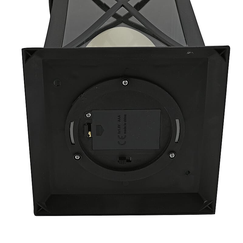 Black Decorative Lantern with LED Pillar Candle (3xAAA Batteries Not Included)