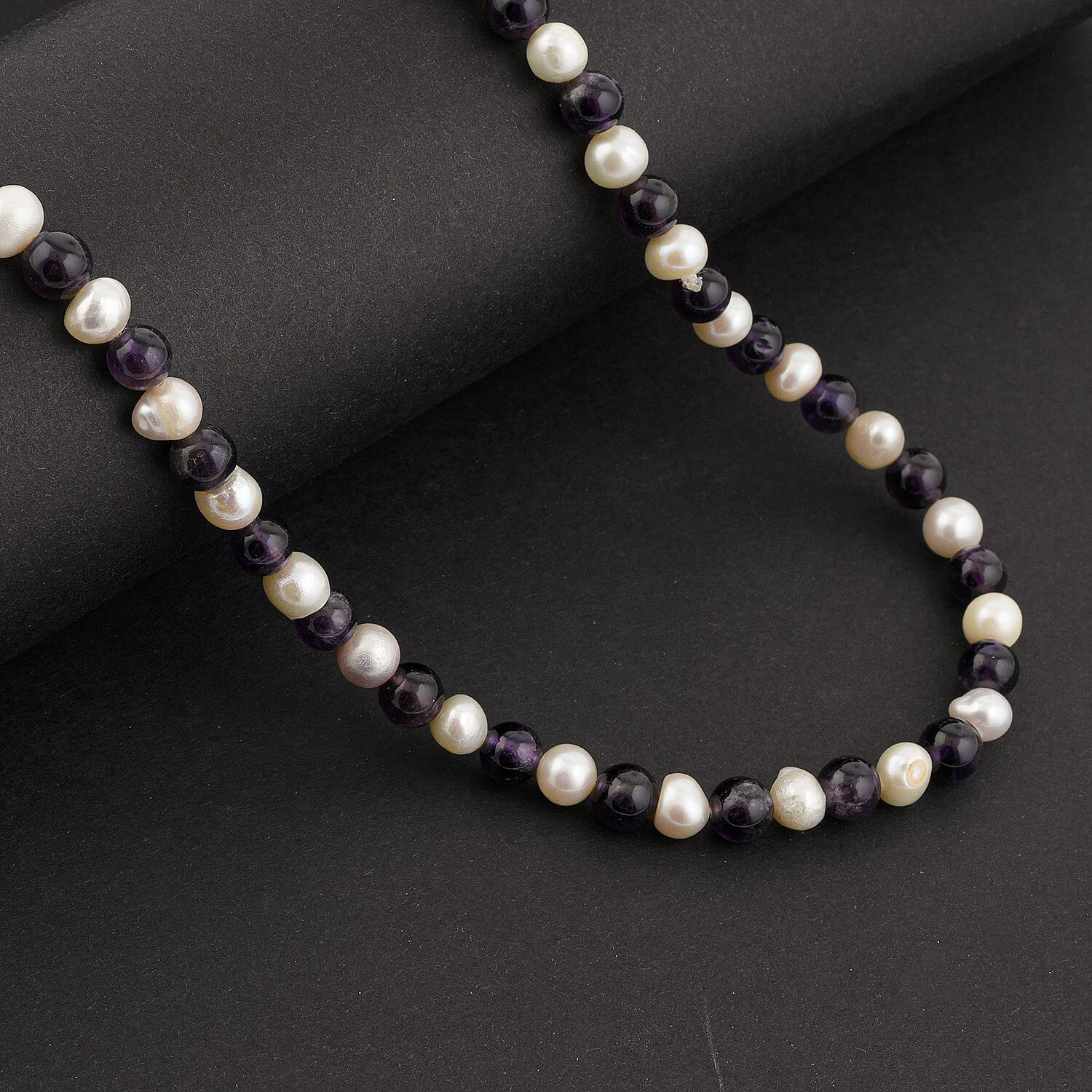 Amethyst and Freshwater Pearl Beaded Drape Necklace 36 Inches 238.40 ctw