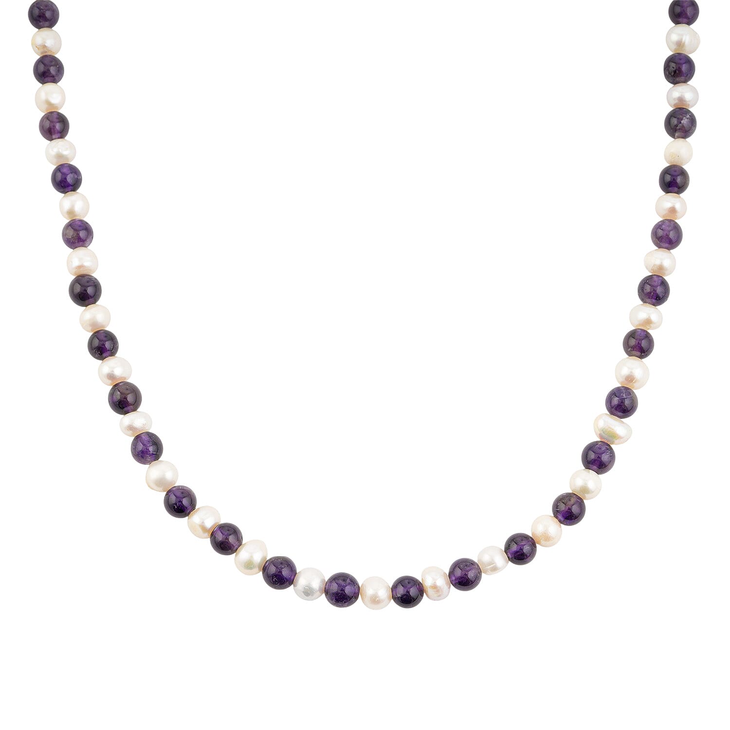 Amethyst and Freshwater Pearl Beaded Drape Necklace 36 Inches 238.40 ctw