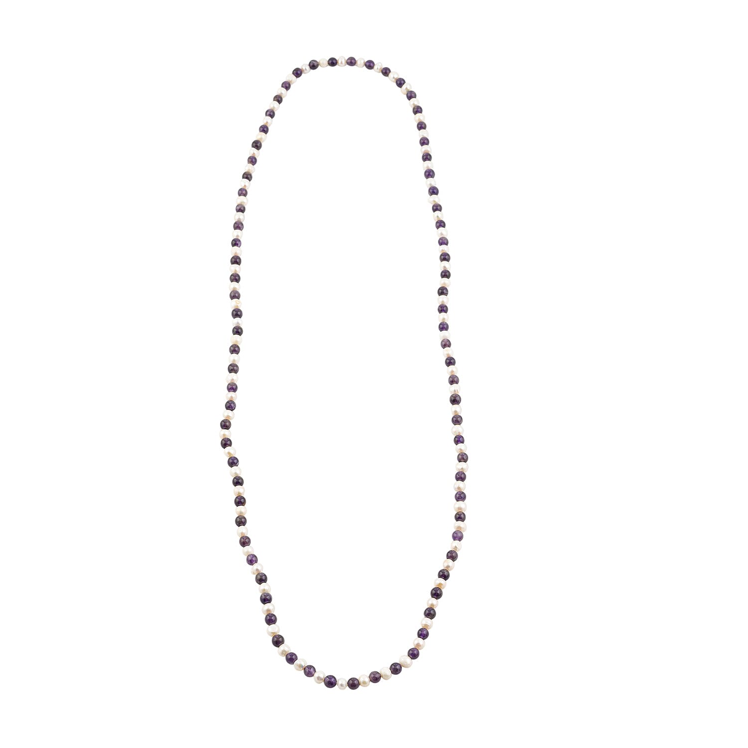 Amethyst and Freshwater Pearl Beaded Drape Necklace 36 Inches 238.40 ctw