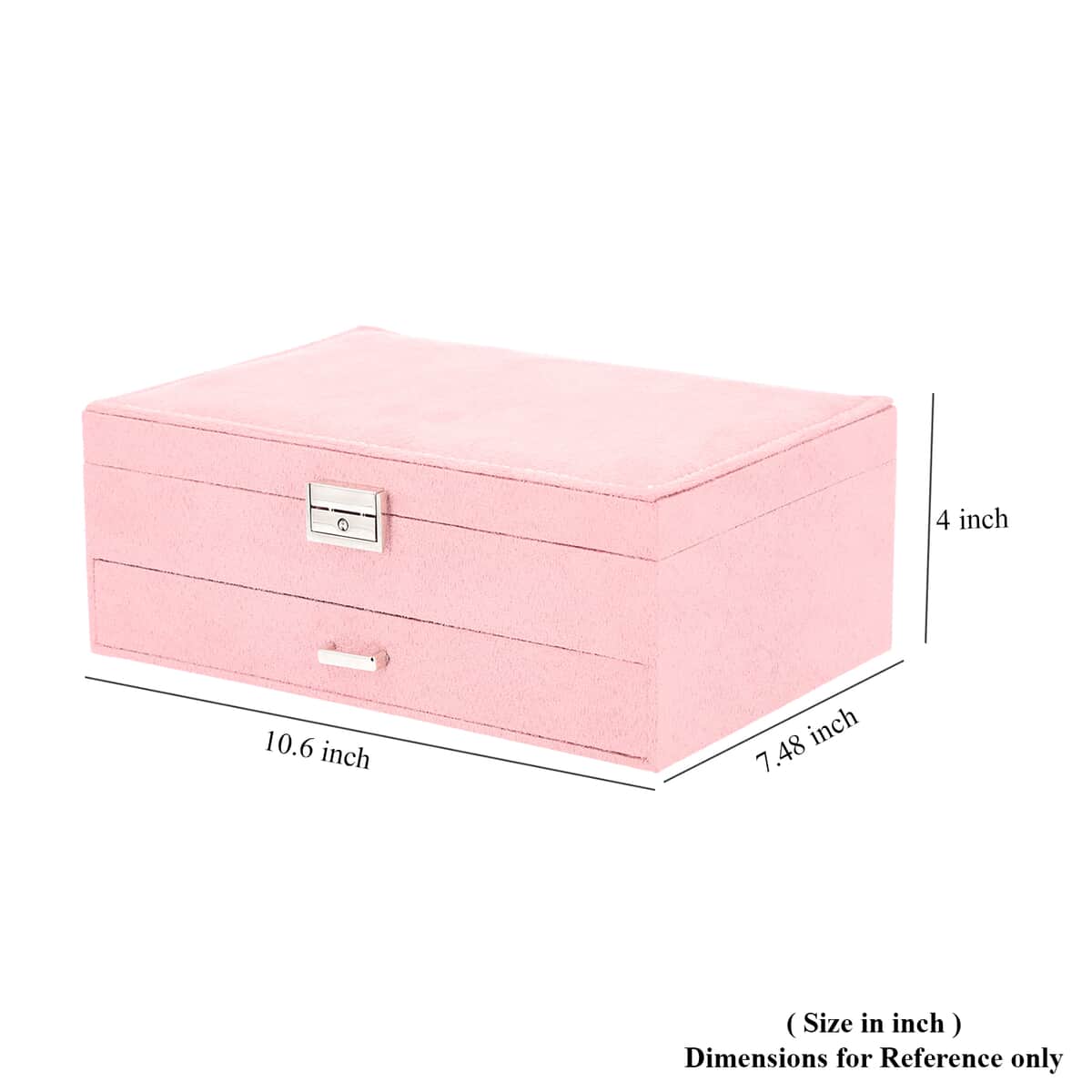 Pink Velvet 2 Layer Jewelry Box with Lock and Key image number 5