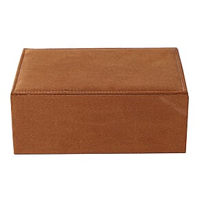Tan Velvet 2 Layer Anti Tarnish Jewelry Box with Lock and Key