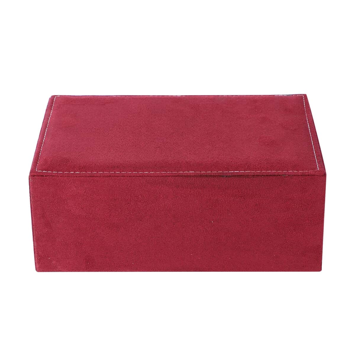 Maroon Velvet 2 Layer Jewelry Box with Lock and Key image number 2