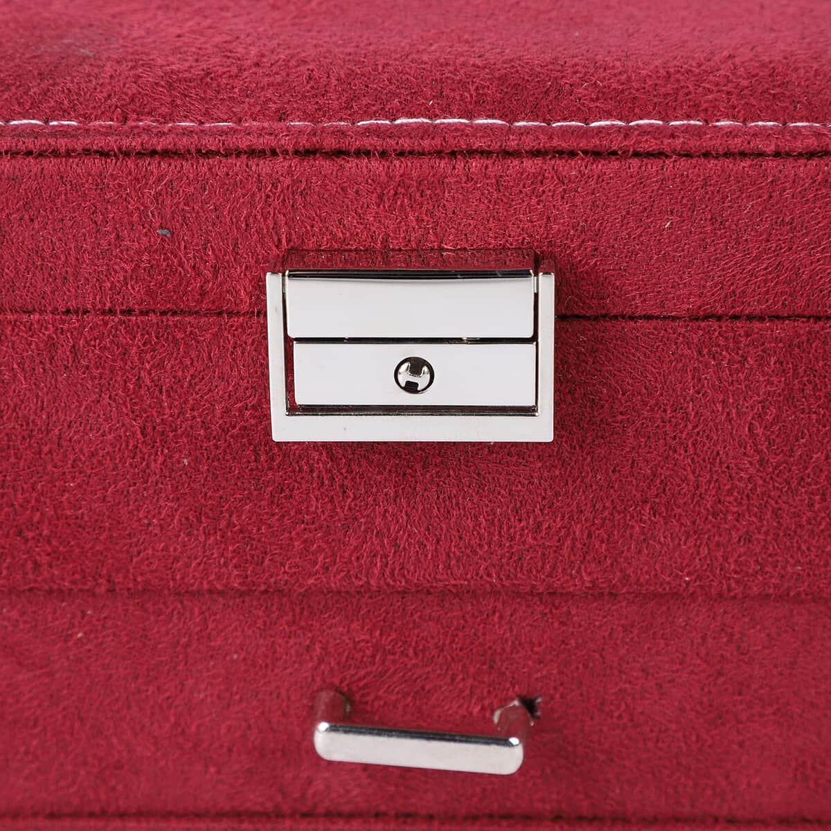 Maroon Velvet 2 Layer Jewelry Box with Lock and Key image number 5