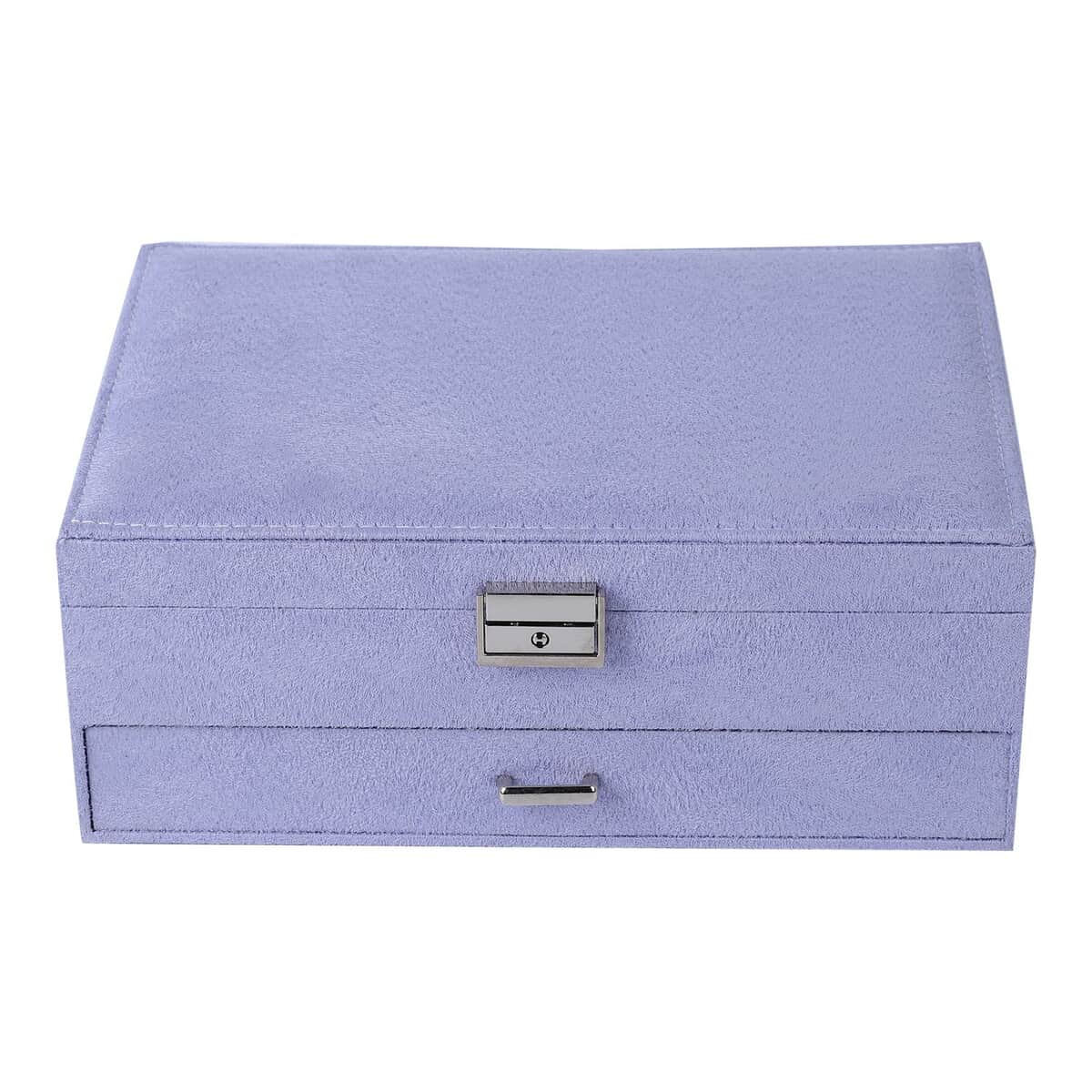 Lilac Velvet 2 Layer Jewelry Box with Lock and Key image number 1