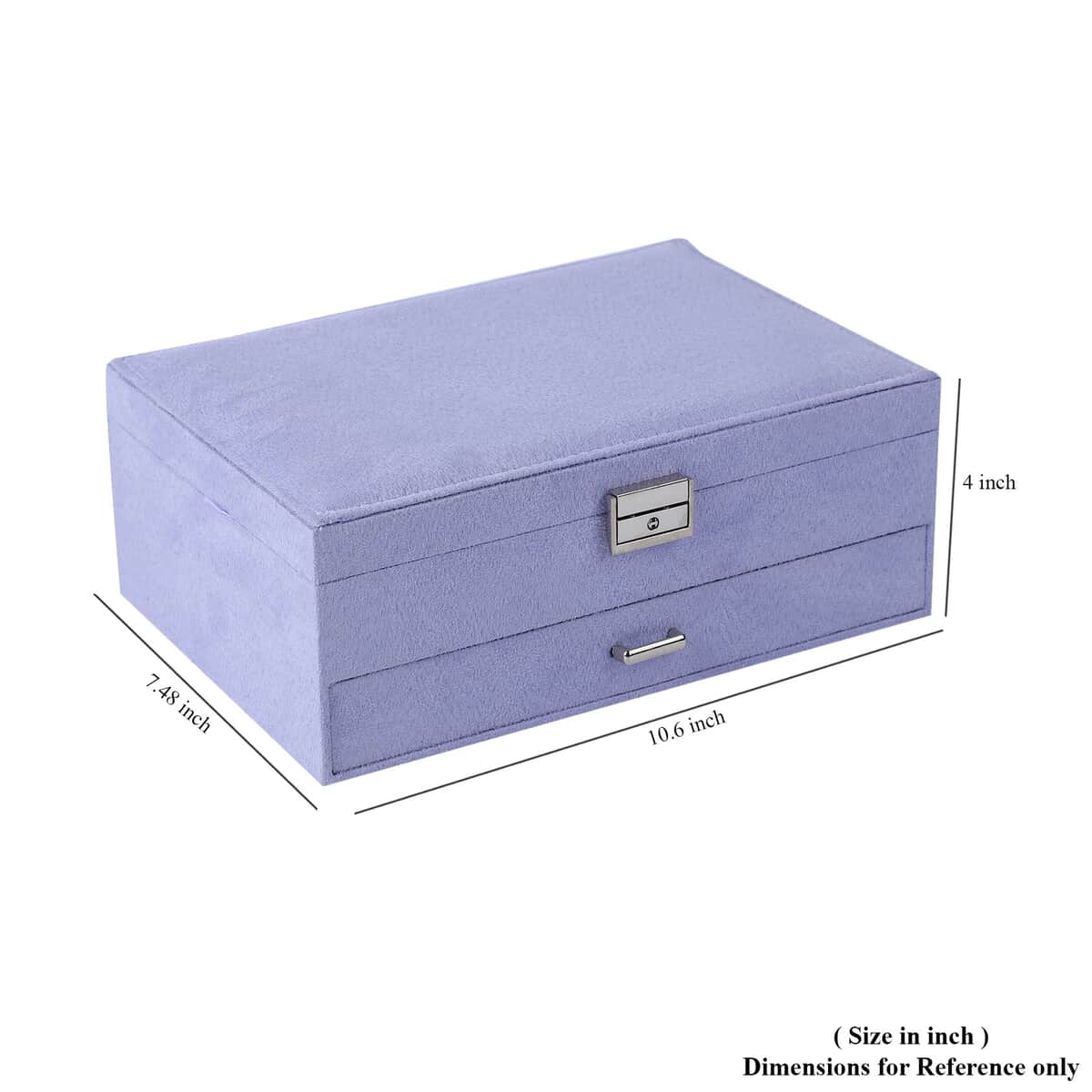 Lilac Velvet 2 Layer Jewelry Box with Lock and Key image number 6