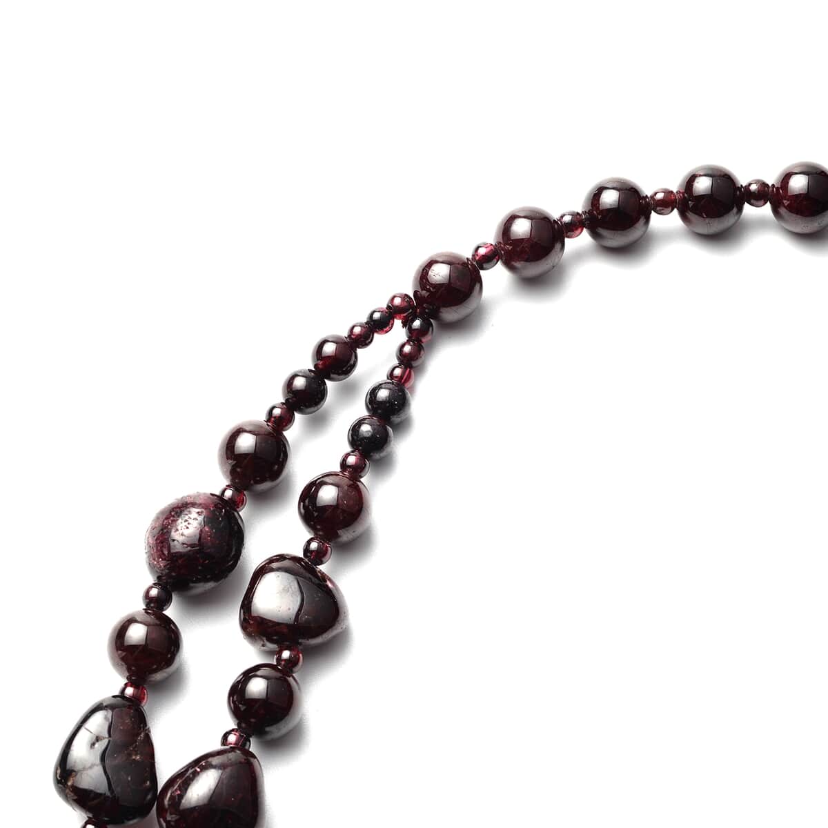 Mozambique Garnet Beaded Double-Row Necklace 18 Inches in Stainless Steel 1102.00 ctw image number 2